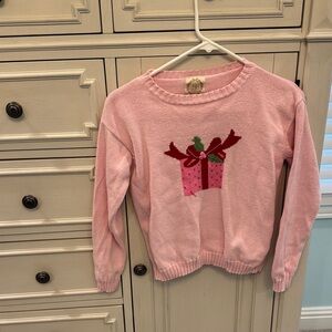 The Beaufort Bonnet Company Girls Pink Sweater with Gift Motif